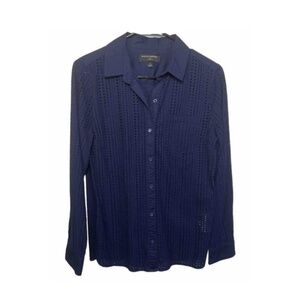 Banana Republic Shirt Womens Large Button Up Long Sleeve Navy
